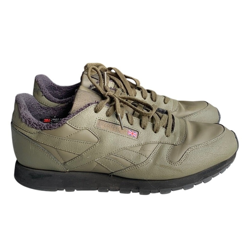 Reebok Classic Leather Sneakers Mens 11 Green Low Top Retro Athletic Streetwear